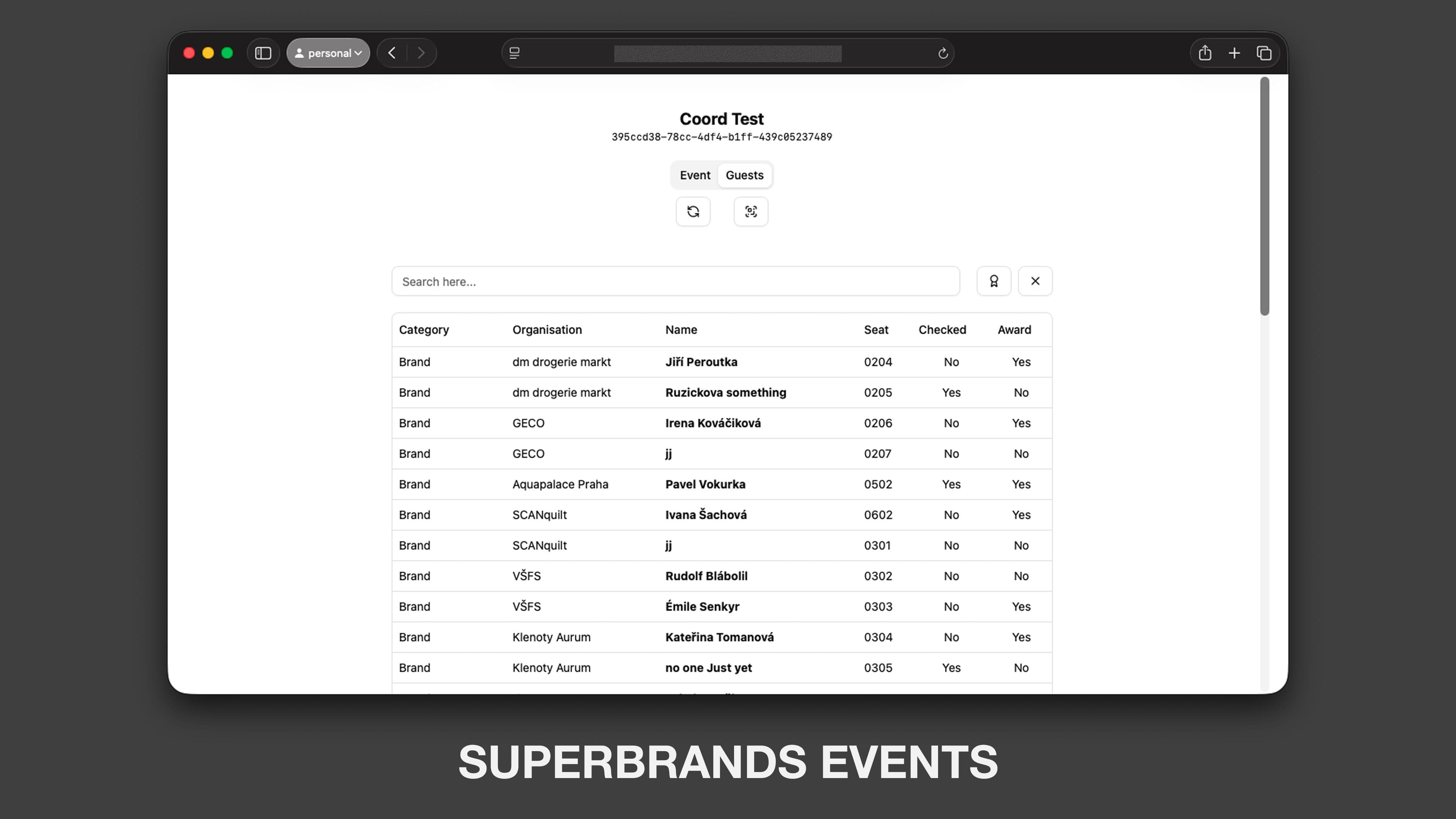 Superbrands Coordinator Page